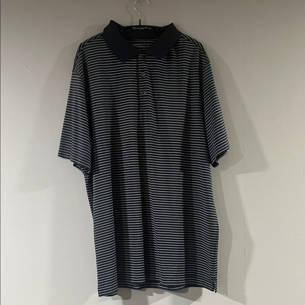 Nike Men's Polo Shirt - Blue and White Stripes